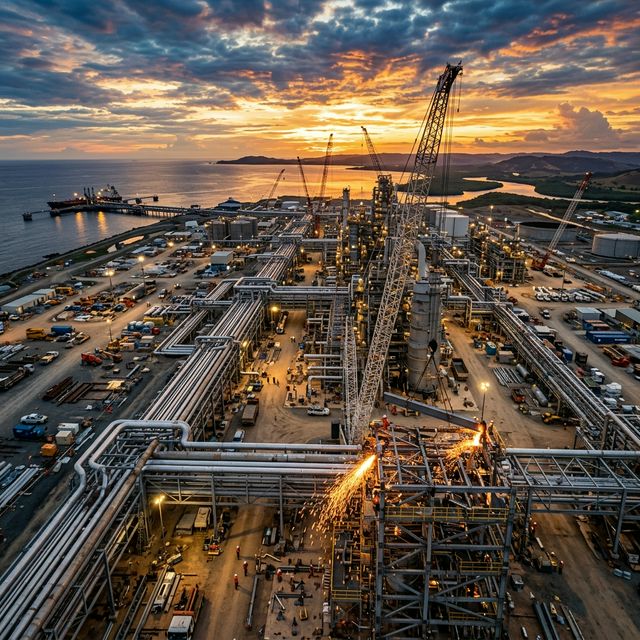 Industrial plant at sunset
